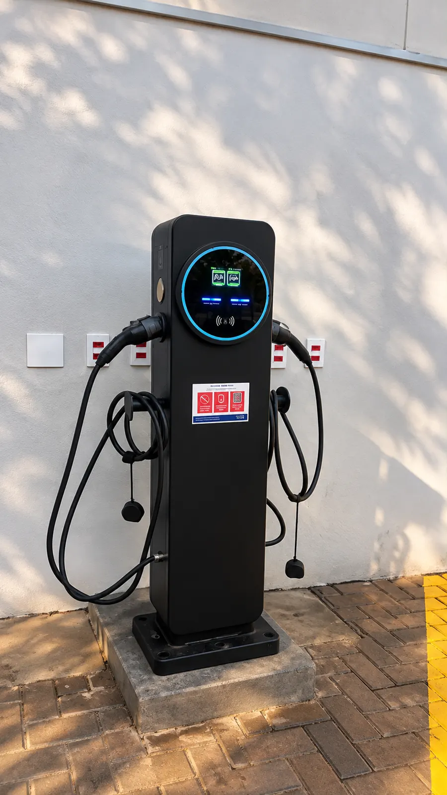 Carregador TEISON preto de parede com dois cabos CCS2
